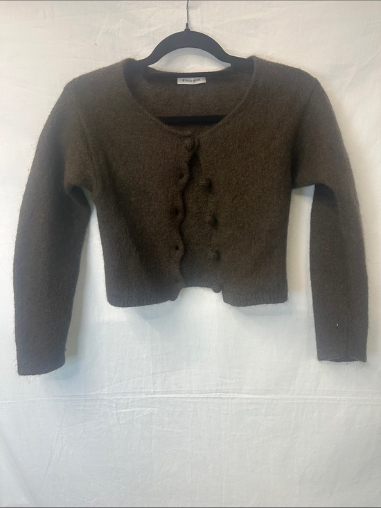By Malene Birger Sweaters - By Malene Birger Dark Brown Cropped Button-Front Cardigan